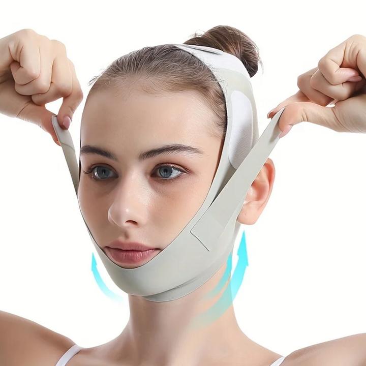 "Masque lifting visage raffermissant, réducteur double menton, sculpte et redéfinit contours faciaux, matériau confortable."