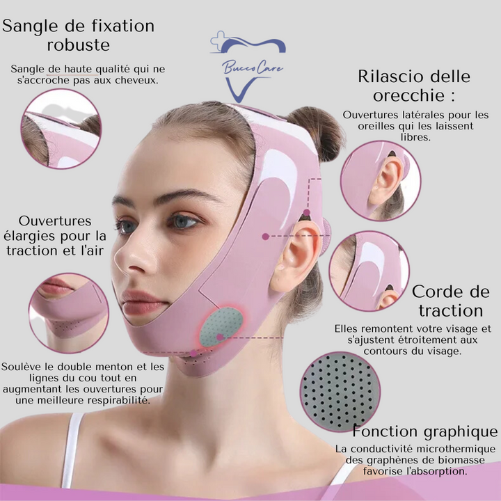 "Masque lifting visage raffermissant, réducteur double menton, sculpte et redéfinit contours faciaux, matériau confortable."