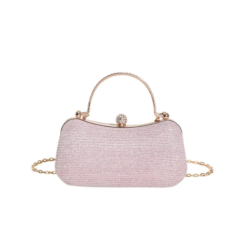 Pochette de soirée chic dorée, minaudière à strass élégante pour mariage, bal et occasions spéciales.