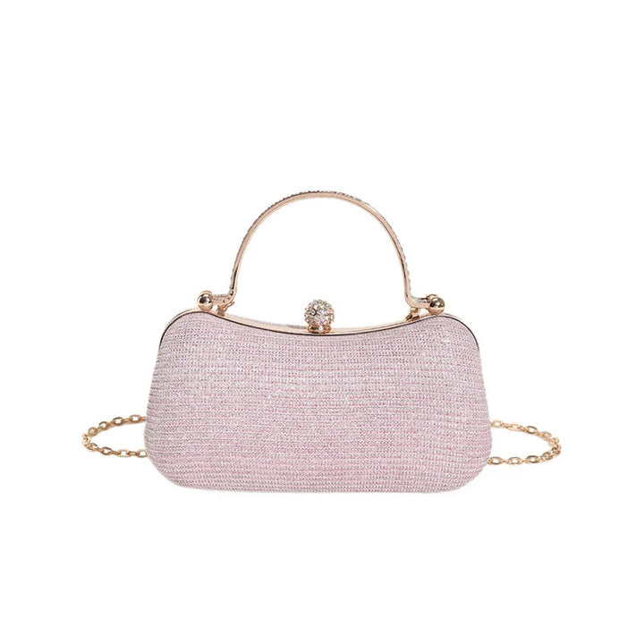 Pochette de soirée chic dorée, minaudière à strass élégante pour mariage, bal et occasions spéciales.