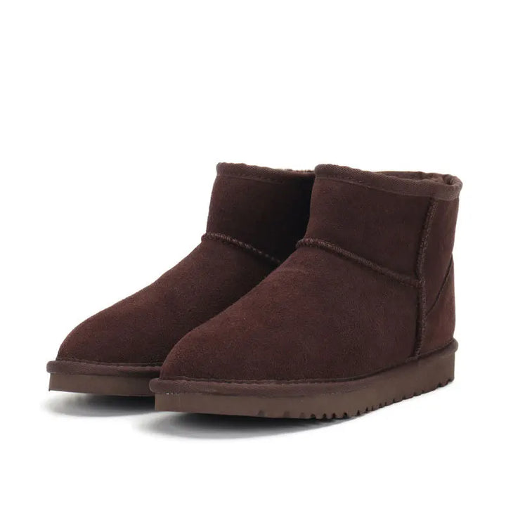 Bottes courtes Boston pour femmes, parfaites pour l'hiver, en daim avec doublure chaude en mouton.