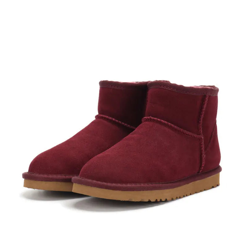 Confortables mini-bottes Boston femme en peau de mouton véritable, idéales pour la mode hiver.
