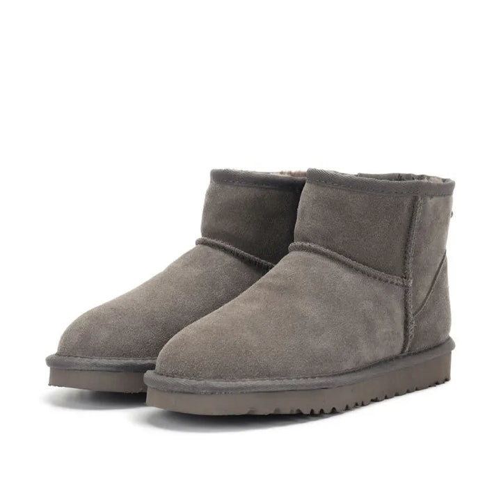 Bottes d'hiver pour femmes : mini-bottes Boston classiques, en daim résistant, doublées chaleur.