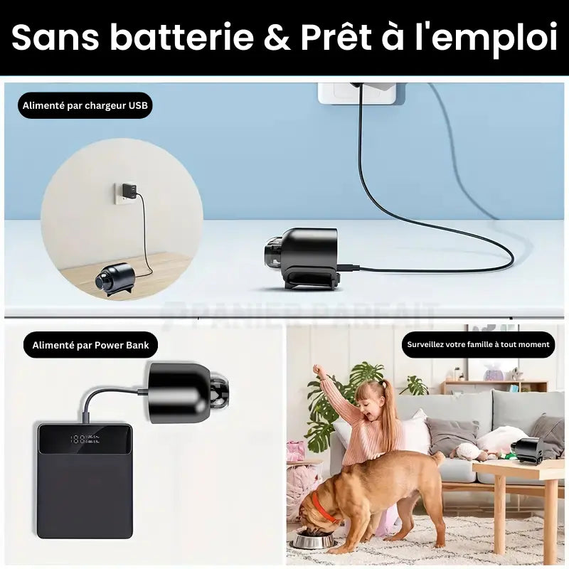 Mini caméra espion WiFi HD, surveillance discrète.  Vision nocturne, détection de mouvement. Installation facile.