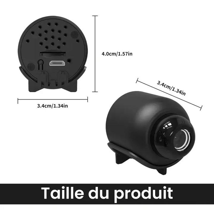 Mini caméra espion WiFi HD, surveillance discrète.  Vision nocturne, détection de mouvement. Installation facile.