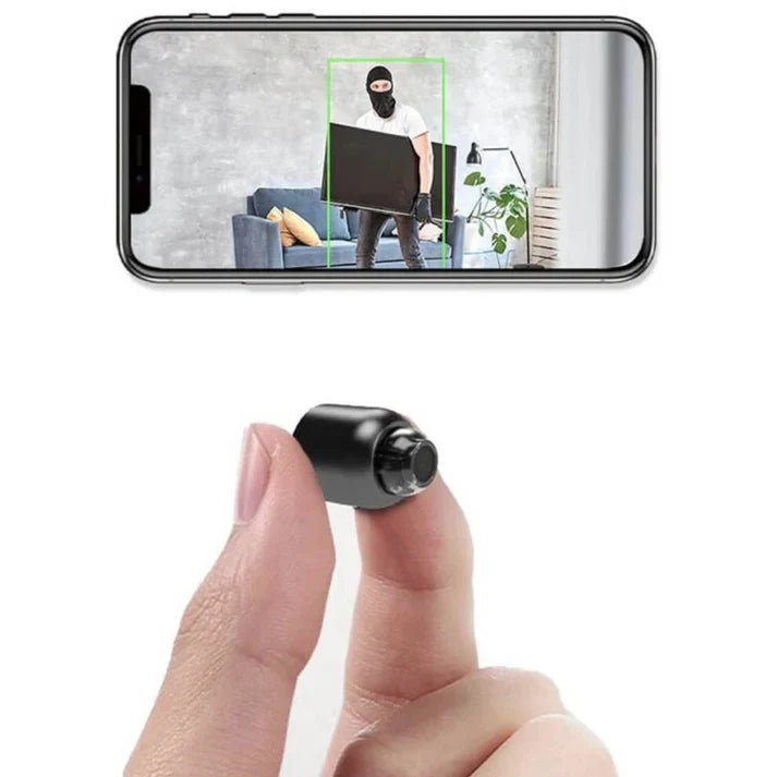 Mini caméra espion WiFi HD, surveillance discrète.  Vision nocturne, détection de mouvement. Installation facile.