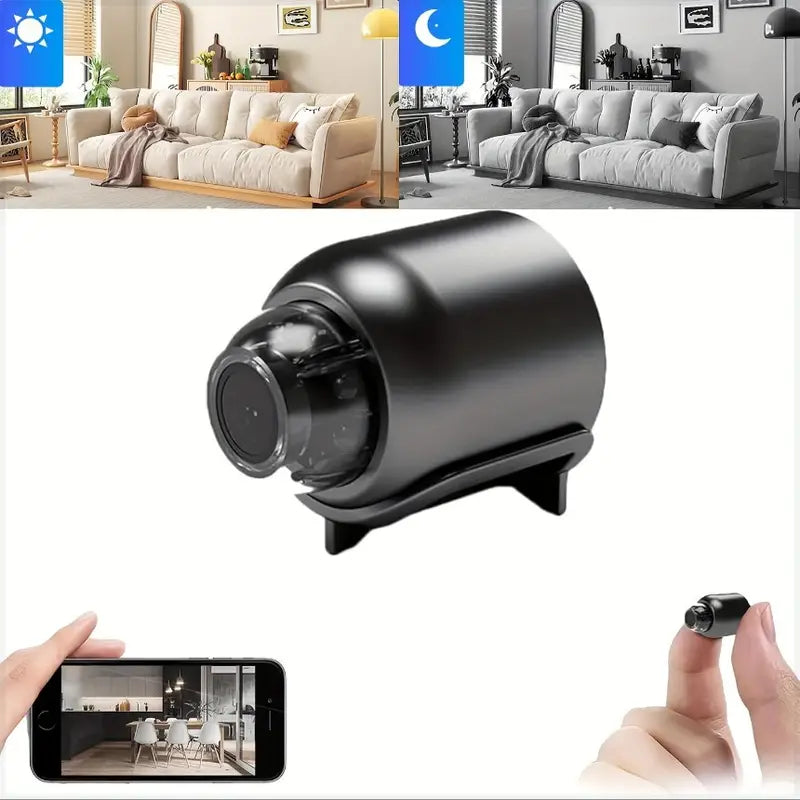 Mini caméra espion WiFi HD, surveillance discrète.  Vision nocturne, détection de mouvement. Installation facile.