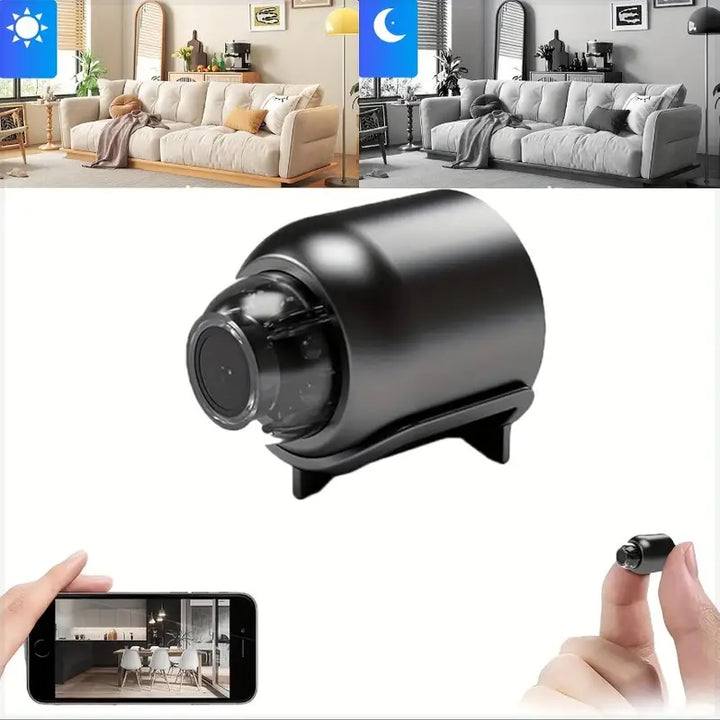 Mini caméra espion WiFi HD, surveillance discrète.  Vision nocturne, détection de mouvement. Installation facile.