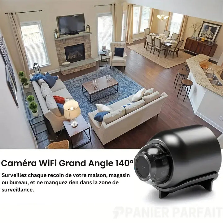 Mini caméra espion WiFi HD, surveillance discrète.  Vision nocturne, détection de mouvement. Installation facile.