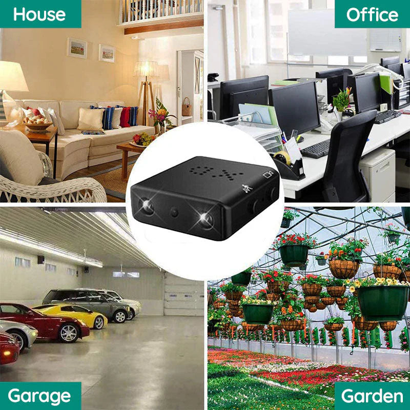 Mini caméra HD discrète.  Enregistrement vidéo et audio haute définition. Surveillance efficace et compacte.