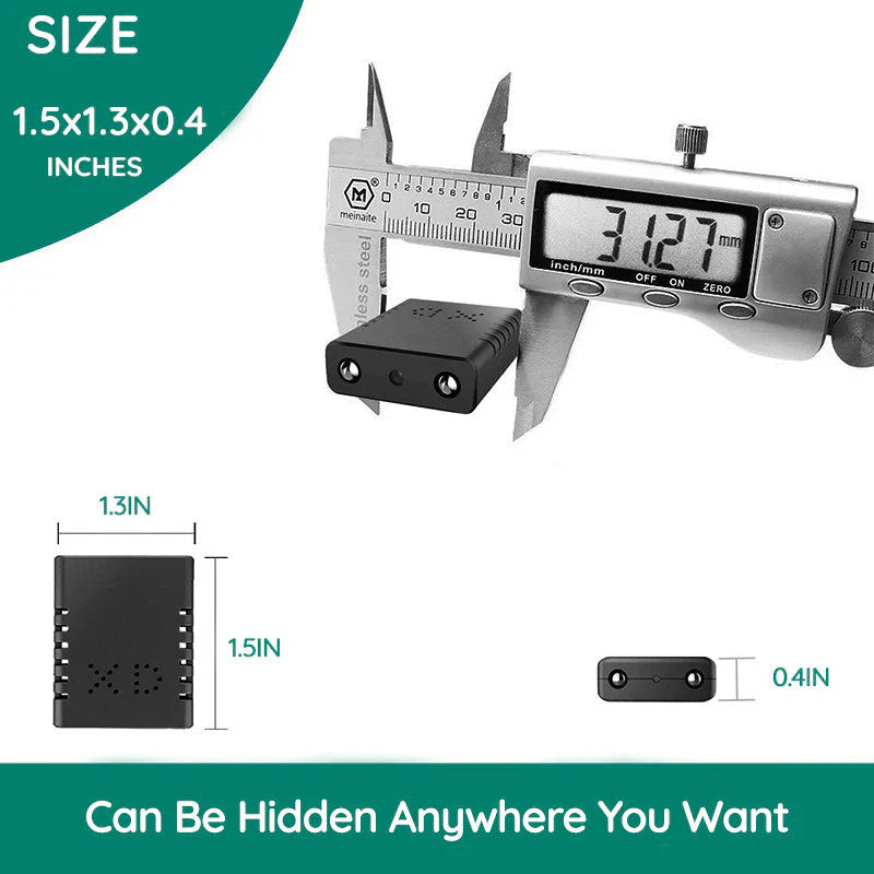 Mini caméra HD discrète.  Enregistrement vidéo et audio haute définition. Surveillance efficace et compacte.