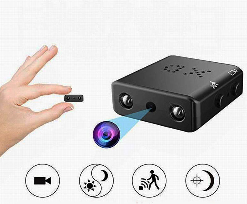 "Mini caméra HD sans fil compacte avec vision nocturne et détection de mouvement. Idéale pour une surveillance discrète."