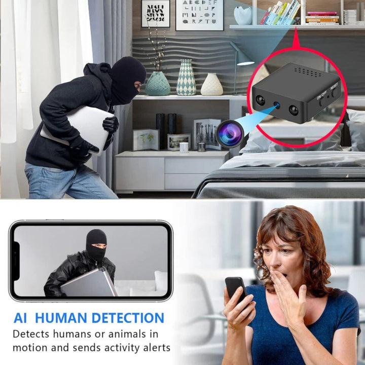 Mini caméra HD WiFi discrète. Surveillance nuit & jour. Vision nocturne.