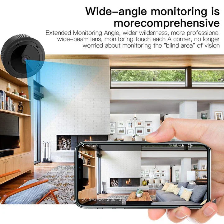 Mini caméra WiFi HD 1080P. Surveillance discrète maison, vision nocturne.