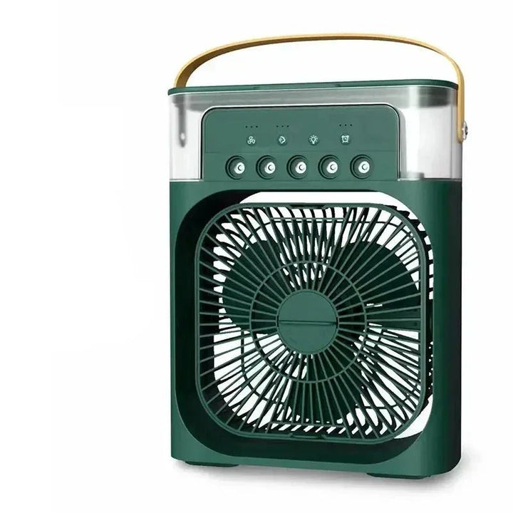 Mini climatiseur portable USB rechargeable. Refroidissement personnel compact et élégant. Idéal maison, bureau.