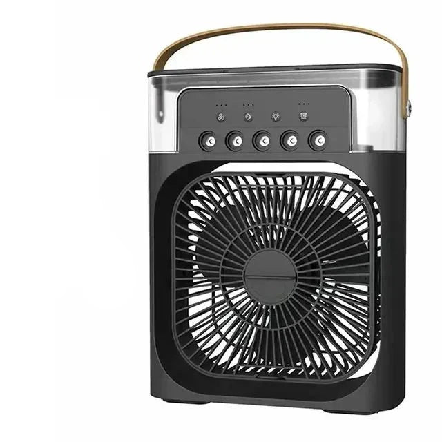 Mini climatiseur portable USB rechargeable. Refroidissement personnel compact et élégant. Idéal maison, bureau.