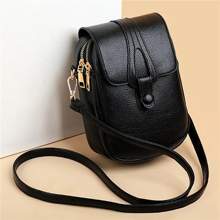 Mini sac bandoulière femme élégant pour téléphone, cuir synthétique, accessoire mode compact.