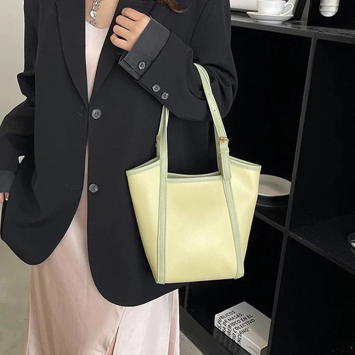 Mini sac cabas beige élégant en cuir vegan, fermoir pression doré, parfait pour femme, sac de ville