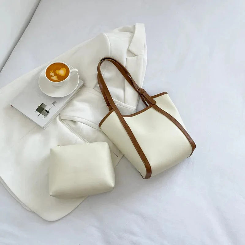 Assortiment de mini sacs cabas chics pour femmes en cuir vegan: vert, noir, beige et café, mode