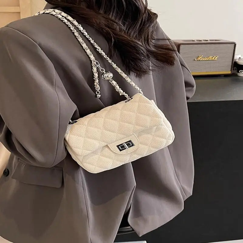 Sac à main en similicuir matelassé noir, taille mini, idéal pour les soirées élégantes