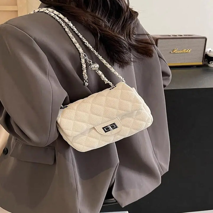Sac à main en similicuir matelassé noir, taille mini, idéal pour les soirées élégantes