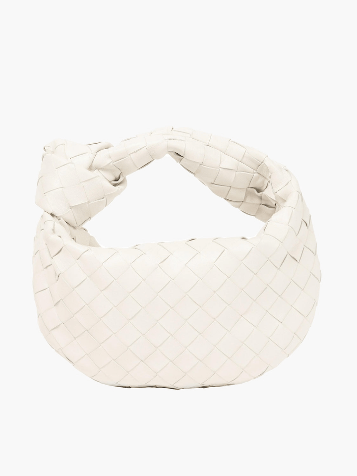 Sac tissé compact et élégant pour femme, idéal pour compléter une tenue chic ou décontractée.