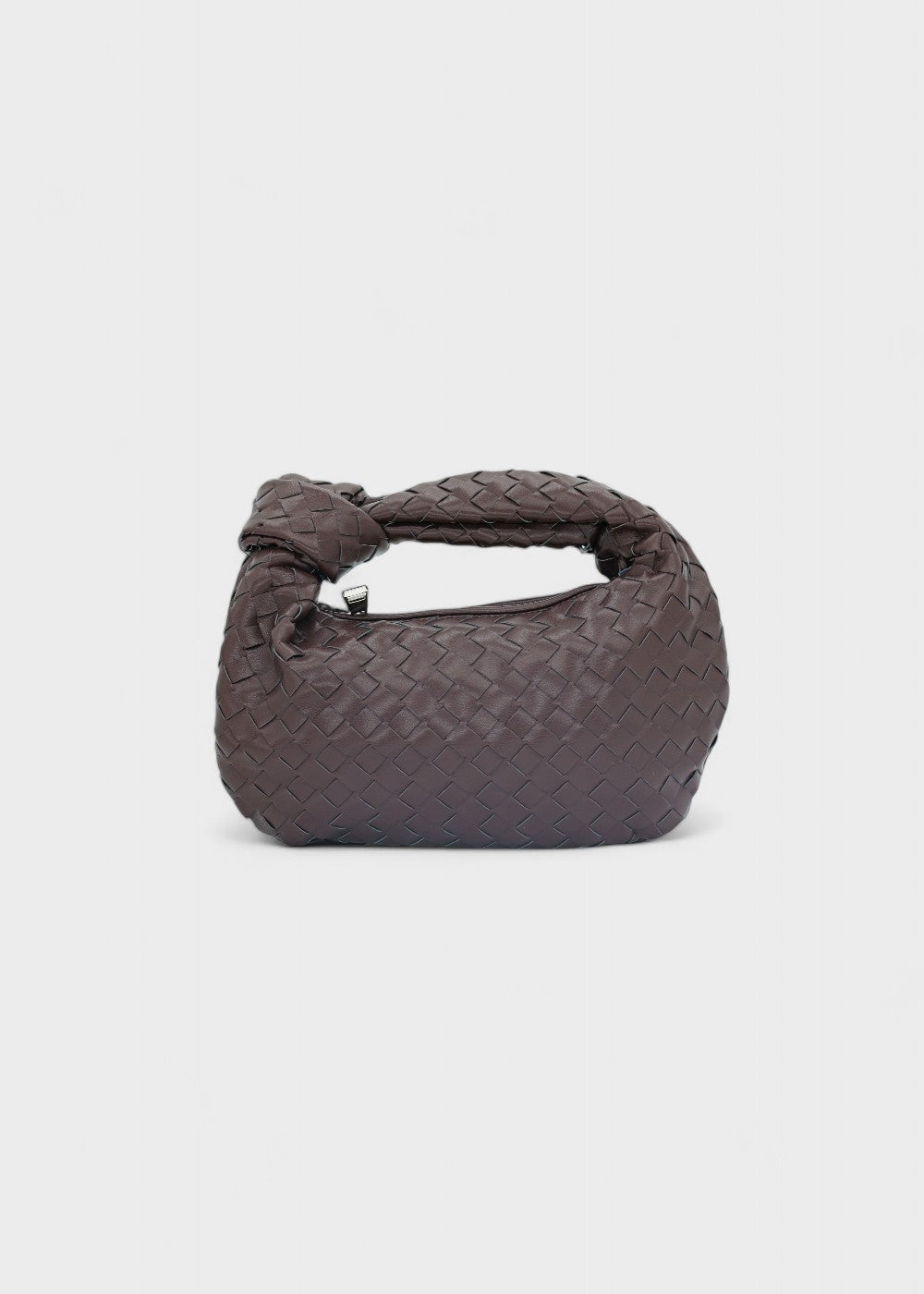 Sac tressé en cuir synthétique, style mini hobo, poignée nouée chic. Parfait pour les occasions.