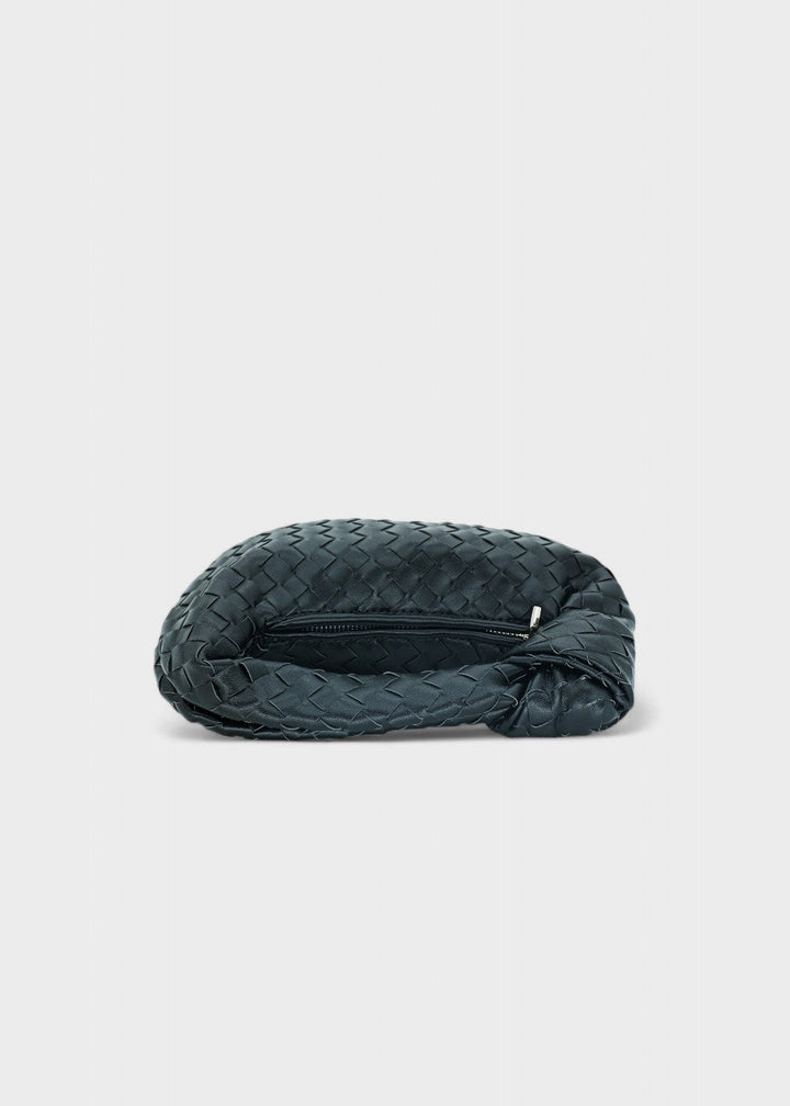 Sac hobo mini tressé femme, design élégant, poignée nouée en cuir synthétique. Idéal pour un look chic.