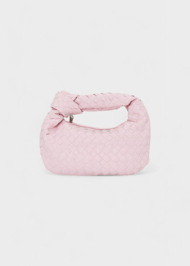 Sac femme tressé hobo, mini taille, poignée nouée. Un accessoire de mode élégant et compact.