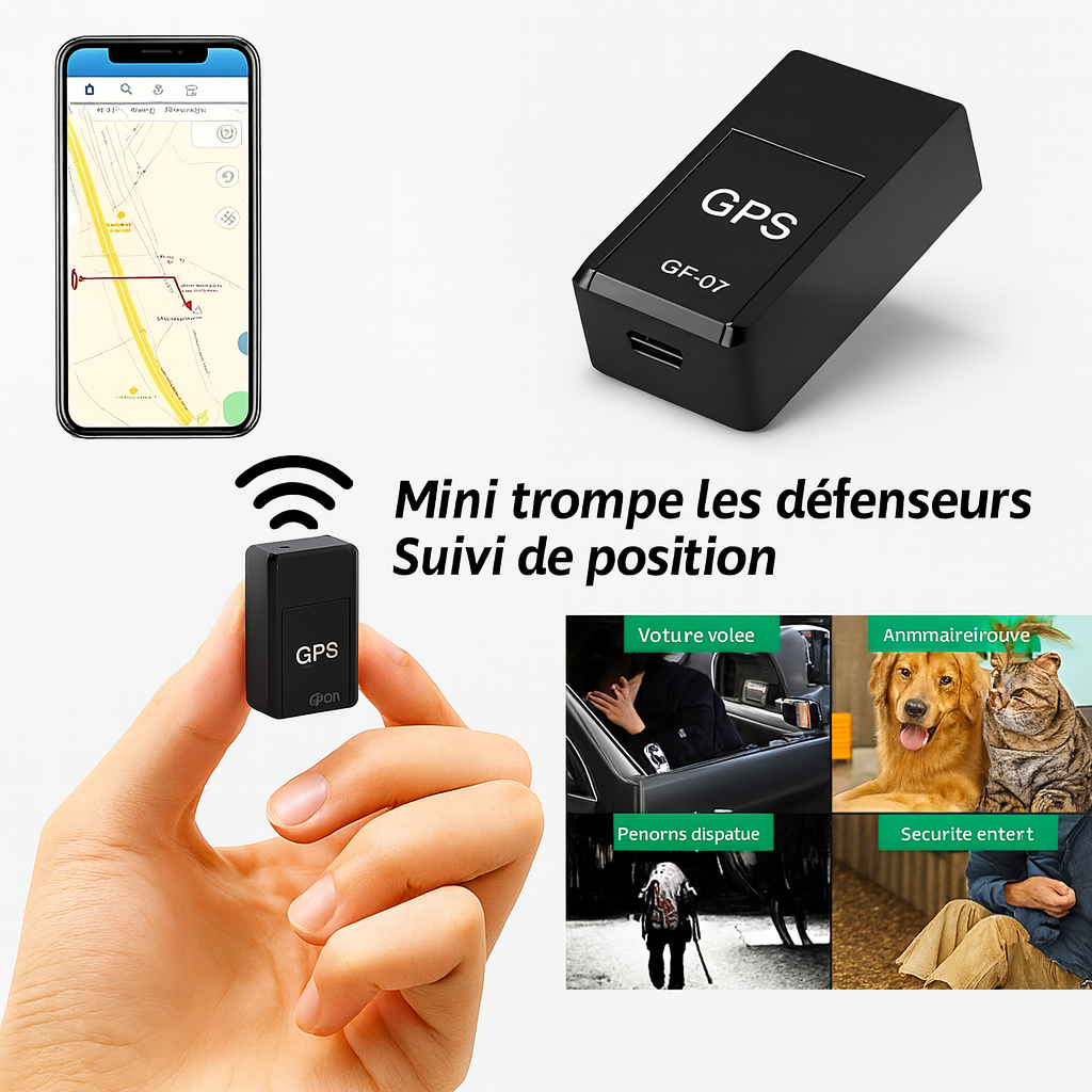 Petit traceur GPS magnétique, idéal pour la surveillance et l'antivol de voitures, motos et autres véhicules.