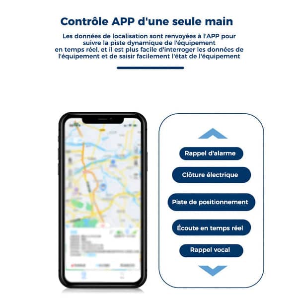 "Mini traqueur GPS compact noir avec micro intégré pour une localisation précise, fixé via une attache magnétique puissante."