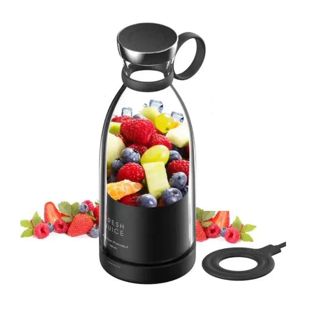 "Mixeur portable ultra-compact, élégant, avec batterie rechargeable et lames puissantes pour smoothies et shakes protéinés."