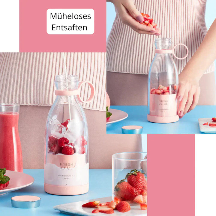 "Mixeur portable ultra-compact, élégant, avec batterie rechargeable et lames puissantes pour smoothies et shakes protéinés."