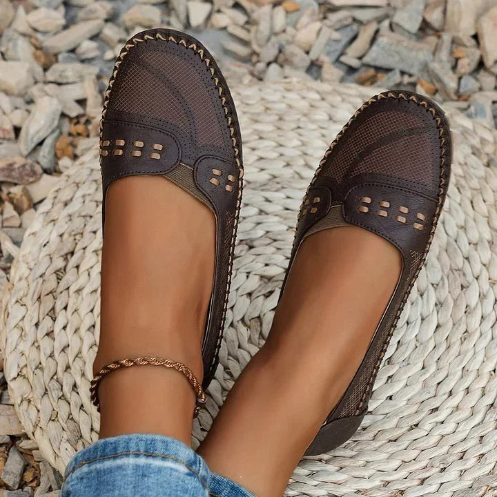 Mocassins décontractés chics pour femmes, en cuir souple et respirant, légers et confortables.