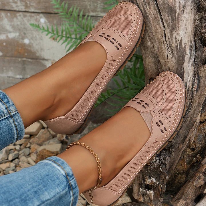 Chaussures mocassins femmes en cuir véritable, respirantes, idéales pour le printemps-été.