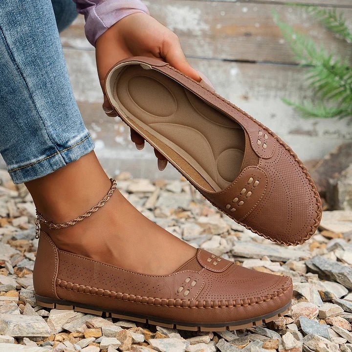 Instappers en cuir respirant, mocassins plats pour femmes, pour un style décontracté chic.