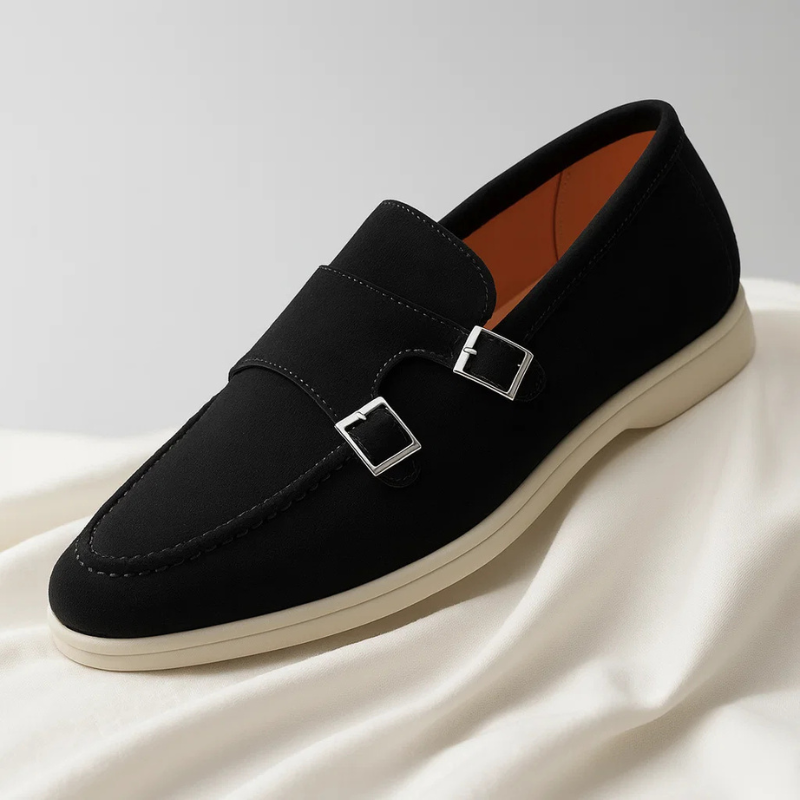 Mocassins homme avec double boucle. Chaussures habillées, confortables et élégantes pour toutes occasions formelles.