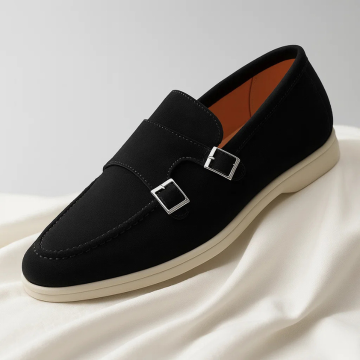 Mocassins homme avec double boucle. Chaussures habillées, confortables et élégantes pour toutes occasions formelles.