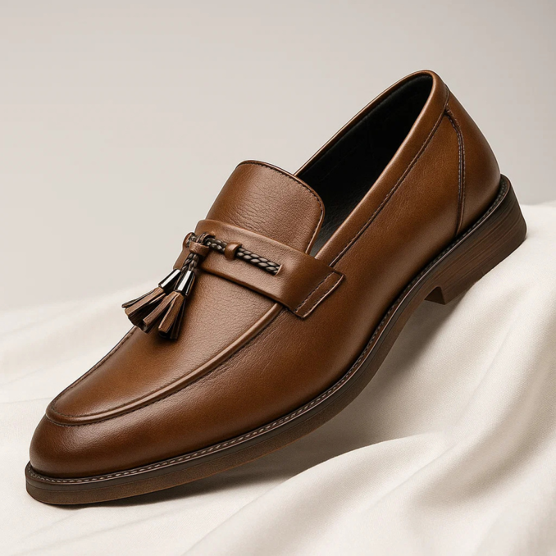 Mocassins en cuir pour hommes avec glands, souliers classiques et polyvalents pour mode masculine raffinée.