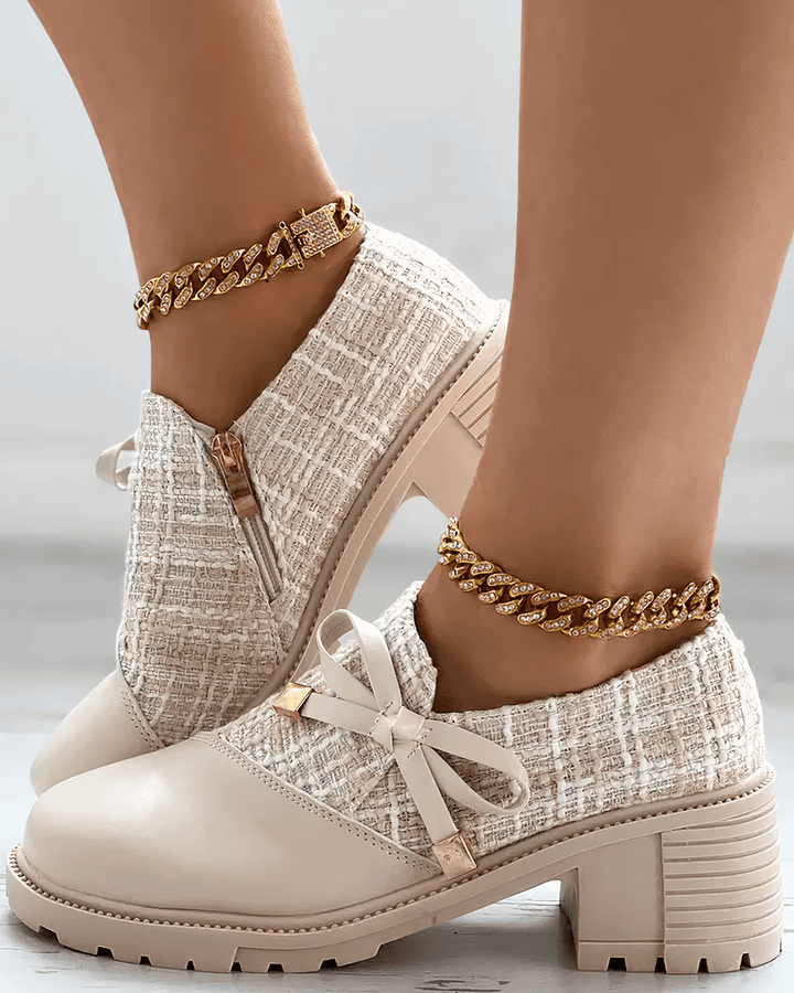 Mocassins à talon bloc pour femmes, style chic et élégant, parfaits pour le bureau et le quotidien. Confortables.