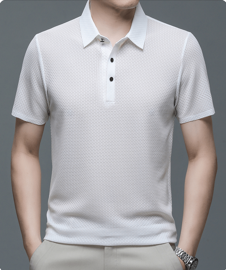Polo homme, style italien rafraîchissant, confortable, idéal pour une allure décontractée élégante en été.