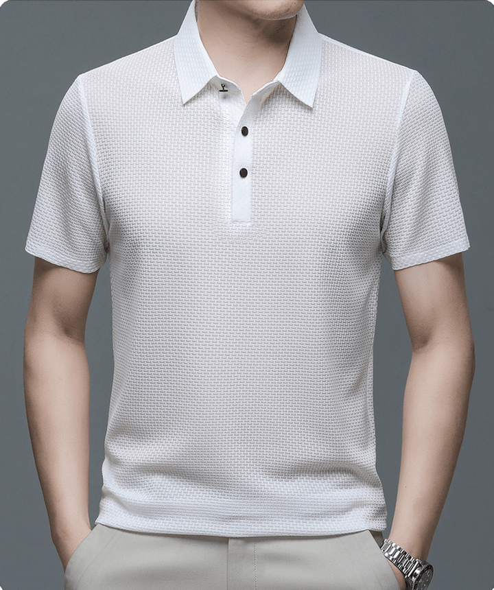 Polo homme, style italien rafraîchissant, confortable, idéal pour une allure décontractée élégante en été.