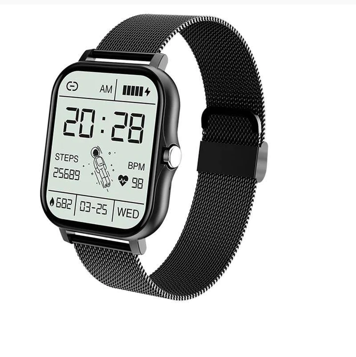 "Montre connectée élégante femme, design luxueux, couleur rose, écran tactile complet, accessoire moderne et fonctionnel"