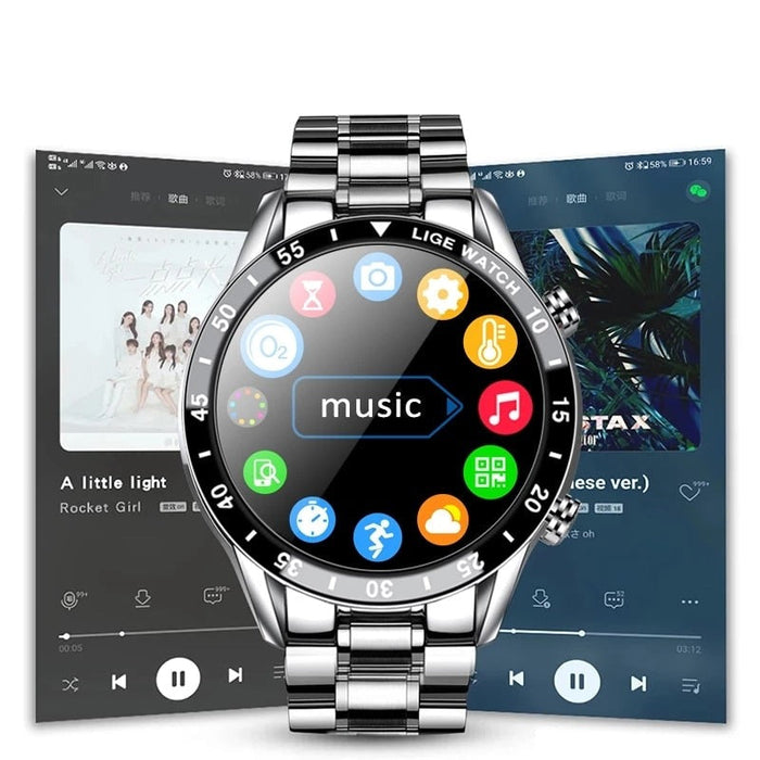 Montre connectée luxe : écran AMOLED, appels 4G, suivi fitness, design élégant.