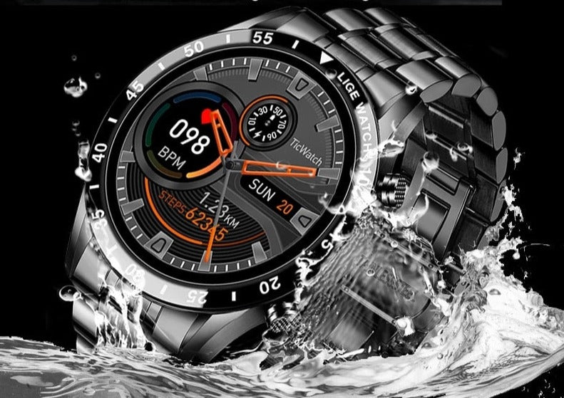 Montre connectée luxe : écran AMOLED, appels 4G, suivi fitness, design élégant.