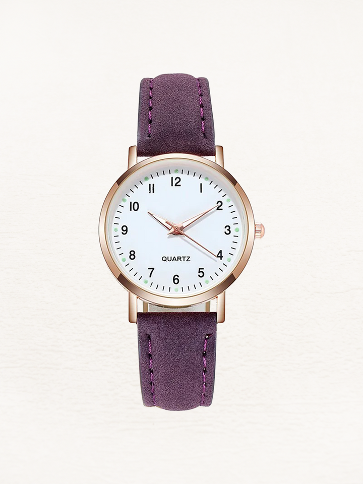 Montre femme élégante or rose et cuir, mouvement quartz. Un classique chic et intemporel pour toutes les femmes.