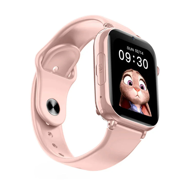 "Montre GPS enfant 4G avec bracelet silicone, cadran carré; connectivité et localisation pour sécurité maximale"