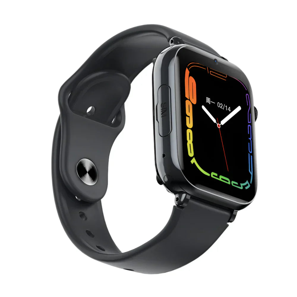 "Montre GPS enfant 4G avec bracelet silicone, cadran carré; connectivité et localisation pour sécurité maximale"