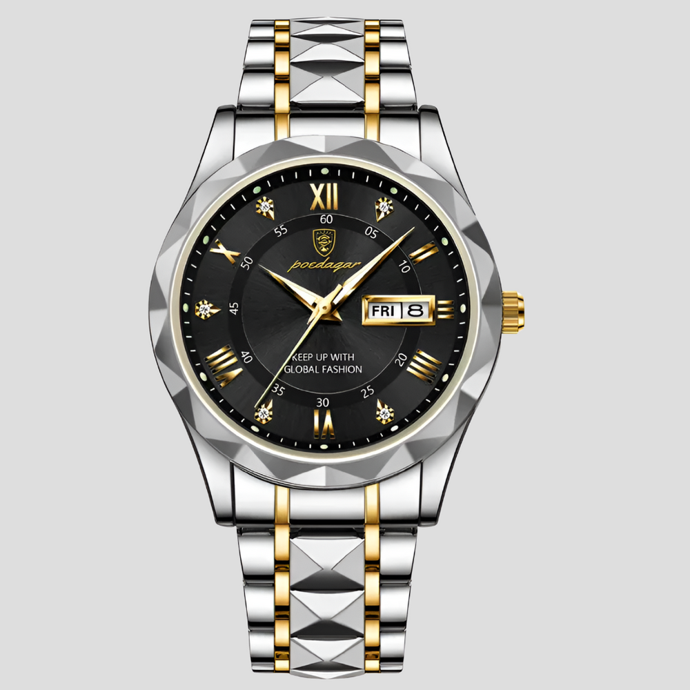 "Montre homme acier inoxydable chic, cadran lumineux, bracelet élégant pour style quotidien et durabilité optimale."
