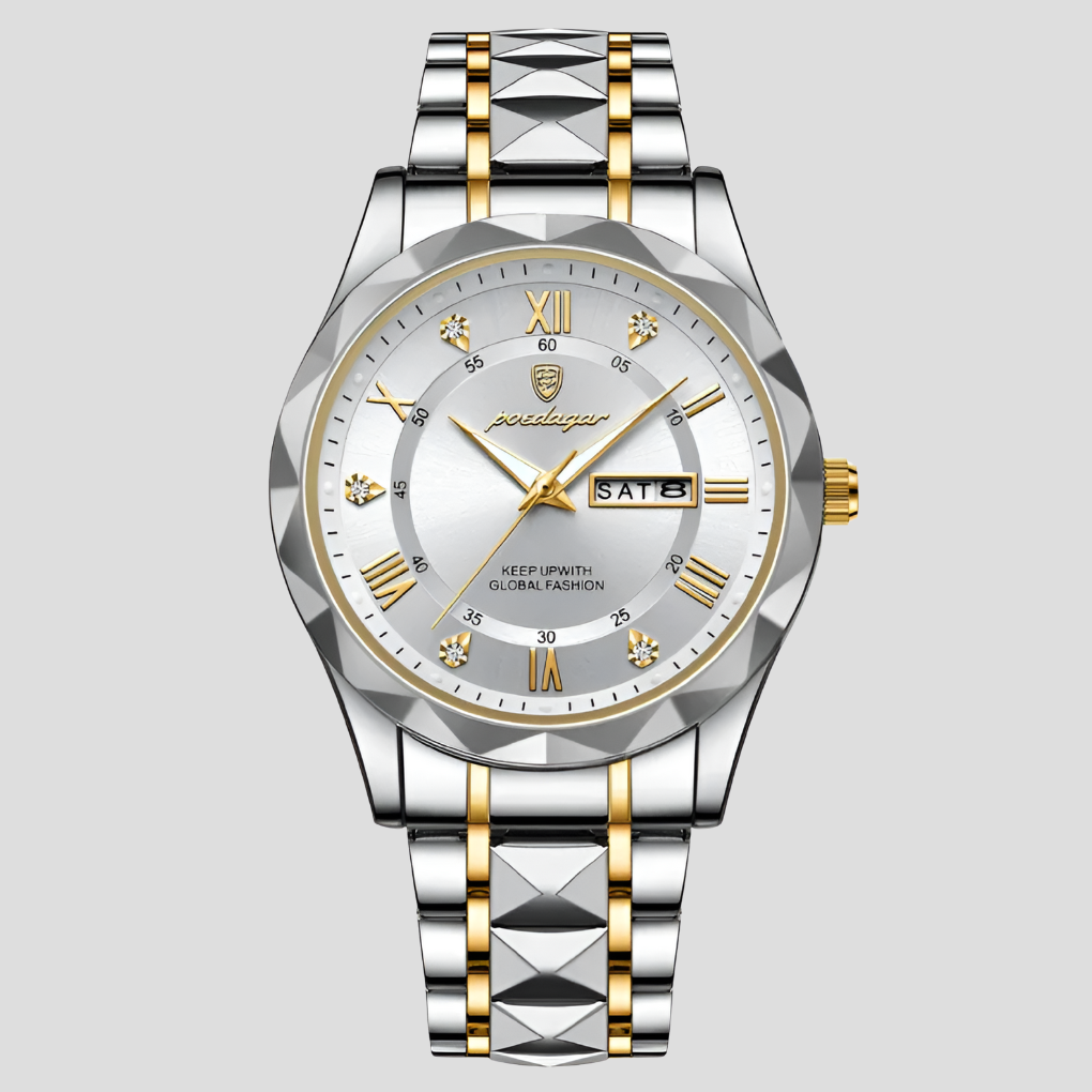 "Montre homme acier inoxydable chic, cadran lumineux, bracelet élégant pour style quotidien et durabilité optimale."